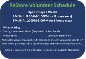 ReStore Volunteer Schedule 8.19.2015