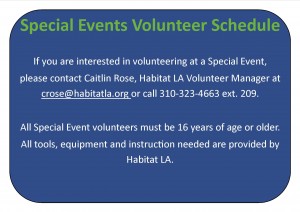 Special Events Volunteer Schedule 2.18.15