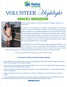 Volunteer Highlight - Araceli Bergeron-Ali edits