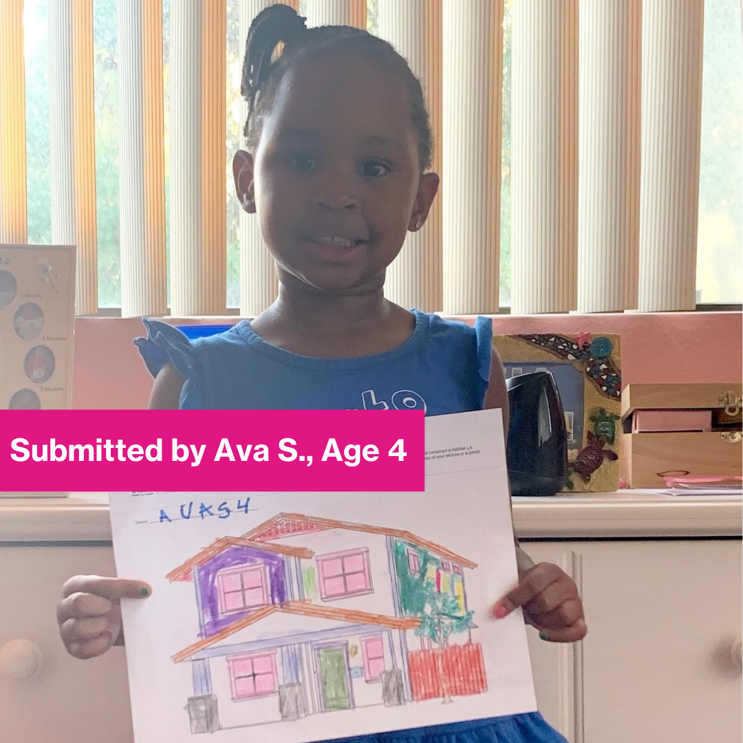 Colors and Construct contestant holding her drawing.