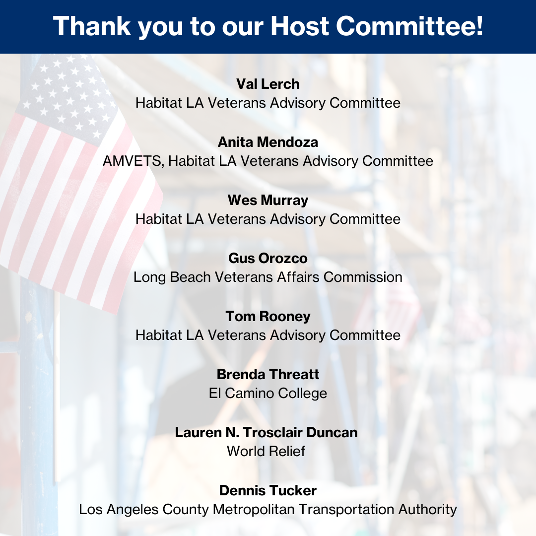 List of names of the host committee for the Virtual Veterans Build